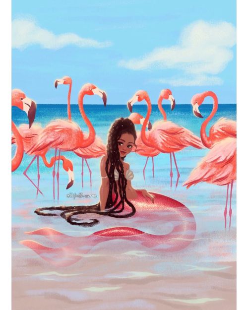 dylanbonner90:🦩Here is my newest mermaid #illustration! She’s giving some strong weekend vibes. I just got back home to Michigan from Florida last night and this temp drop is so sad lol. I wanted to find a way to incorporate flamingos for awhile