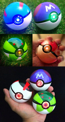 togepistew:  shutupandtakemyyen:    Realistic Light-Up Pokeballs You won’t get any closer to becoming a real Pokemon Master than with these lifelike Pokeballs! Each Pokeball has a built in light around the button and can be ordered with extra special
