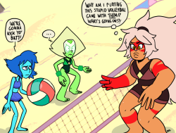 eyzmaster: Steven Universe 07 by theEyZmaster  Another pic I wanted to do. At least to get to draw Peri and Lapis as well.Based on:http://eyzmaster.tumblr.com/post/155682367027/wow    &lt; |D’‘‘