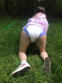 paddedprincesss:  Forest walk with daddy and he sneaked a suppository in my bum!! Then made me crawl in the grass in my dirty nappy because I’m only a baby apparently 