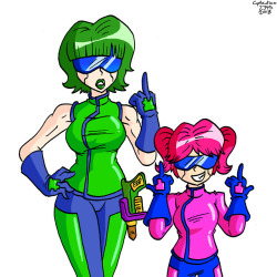 To go along with my Aqua Teen Hunger Force girls, I turned the Mooninites, Ignignokt and Err, into human girls too. 