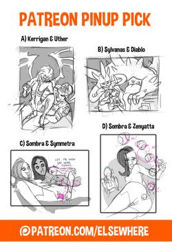 All patrons can vote on these - From ũ to 贄.I’m really pumped to work on any of these sketches - very excited to see which one will win!      ~ Highest voted sketch gets turned into a full-detail full-color cool thing.Come vote! :3&gt; Patreon.com/ELS