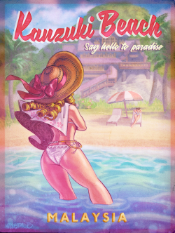 maddestmao: finished this old piece for an art show in hawaii, inspired by vintage beach advertisement pinups  prints will be available on playstyle.gg soon! 