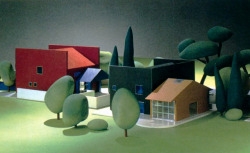 archiveofaffinities:Sottsass Associati, Houses for Gallery Mourmans, Model, Lanaken, Belgium, 1994-1995