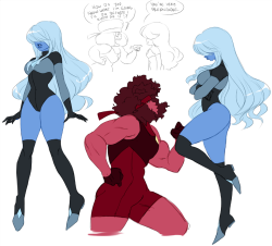 happyds:  some pre-series/homeworld Ruby and Sapphire first meeting ???   that sapphy~ &lt;3