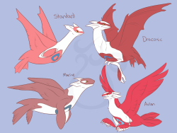 cheeziesart:Latias and LatiosDraconic Latis reside in the mountains and in elevated caves. They’re rather aggressive and territorial in nature and prefer to keep by themselves. They can only use sight share after a strong bond has been formed with their