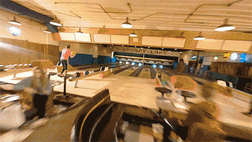 blondebrainpower:  Jay Christensen a Twin Cities drone pilot is getting attention for a fly-through video he created at Bryant Lake Bowl a vintage Minneapolis bowling alley, restaurant and theater.
