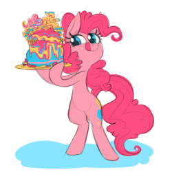 goggles-art: Pinkie in limited colour palette, with cake