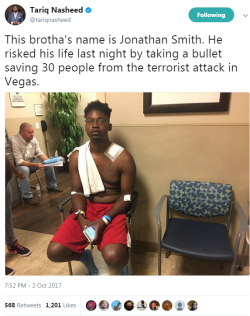 blackness-by-your-side: We know the name of the guy who killed 58+ people. Let’s memorize the name of the guy who SAVED 30 people!  Jonathan Smith.  Salute!   