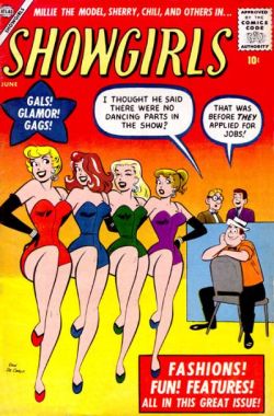 browsethestacks:  &lsquo;SHOWGIRLS&rsquo;  &ndash;  A comic-book title pubished by ATLAS..  (ca. 1957) Cover Art  -  by Dan DeCarlo 