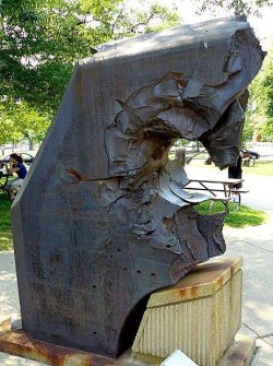 sailnavy:  26-inch thick armor from Japanese Yamato class battleship, pierced by a  US Navy 16-inch gun. The armor is on display at the US Navy Museum