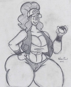 wappahofficialblog:  I felt to draw a poke girl this morning. I love Hilda. She’s the hottest out of all. Actually I’m a Serena guy but you can’t go wrong with tight jeans with thick legs. 