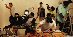 justinhiills:  youmeatanal:  tonysaturtle:  xasiralx: Harlem Snake (You Me At Six Version) [video]  What is wrong with the bands I like?  why is josh spinning deck on pizza  this is the band i idolize jfc  