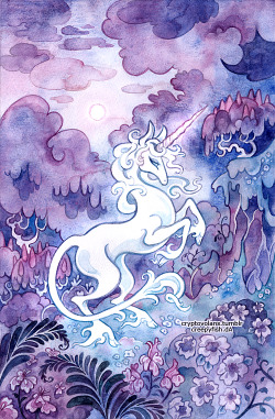 cryptovolans:  this is a painting I’ve been meaning to do for a really long time! The Last Unicorn has been a favorite for a while and I finally got around to reading the book too. I’m so glad I did, it’s very poignant and thoughtful.I’ll have