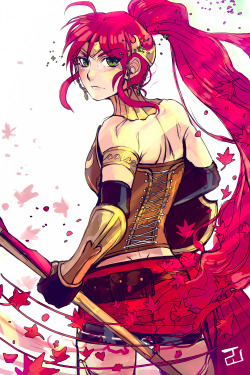 jennwolfesparreaux:  Pyrrha might have to be my fave from RWBY, I just love her style and personality, shes absolutely precious : 3    &lt;3
