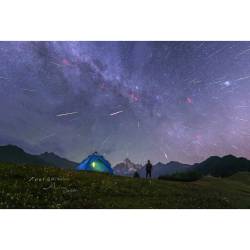 Meteors over Four Girls Mountain #nasa #apod #perseids #meteors #meteor #meteorshower #atmosphere #fourgirlsmountain #china #pleiades #starcluster #emissionnebula #milkyway #galaxy #universe #solarsystem #space #science #astronomy