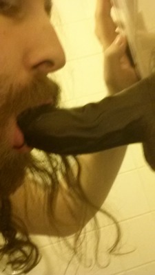 Practicing with my big black cock dildo for the real thing