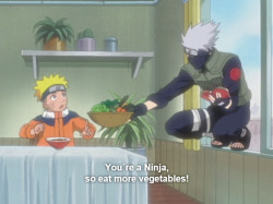 totallyindestructablekinda:  okay but kakshi man…kakashi had to have gotten up, gone to the market, looked through all of their various vegetable options, picked out specific vegetables with naruto in mind and then climbed into his window to make sure
