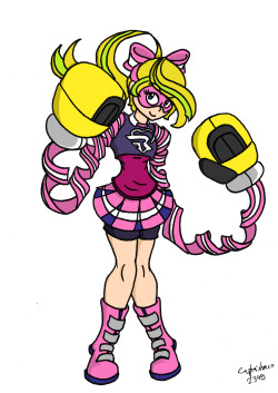 A digital drawing of Ribbon Girl from the recently announced Nintendo Switch game, Arms. I’m also experimenting with a new shading style. It’s a little more tedious than my usual shading method, but I kinda like it better. Please tell me what you