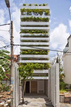 urbangreens:  Stacking Green | Vo Trong Nghia   Daisuke Sanuki   Shunri Nishizawa architects | Saigon, Vietnam | archdaily.com Planters all the way up the side of the building!