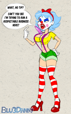 bluxxxdanny: Weekly Drawing (2/52): Giggles the Slutty Clown For week of January 8th-14th, and the first OC of the challenge, let’s go to the one that actually makes clowns sexy again (where they ever?), Giggles. She is a character by one of my favorite