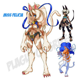 &ldquo;Miss Felicia.&rdquo; A combination of Miss Fortune from Skullgirls and Felicia from Darkstalkers. Return of the buckle panties. They never stop looking good. Now even more pointless than before! Again, somewhat straight-forward for a combination.