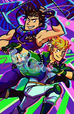 ootheca:  Battle Tendency print for Fanime!  And a process gif…