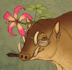shibara:  I needed to work a bit on something nice for myself, so I made a pic of my animal avatar-thing babirusa. Pencil sketcheded, and then SAIed colors.  awwwwwwwwwwwwww