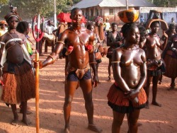 kemetic-dreams:  Africa`s foremost Matriarchal ethnic group Bijago people with their women undergoing puberty initiation ceremony whilst their protective brave warriors serves as bodyguards during the process at Bijagos Island in Guinea Bissau, West Afric