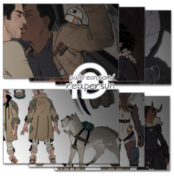 Support me on Patreon! =&gt; Reapersun@PatreonHere  are some updates from this week! I’ve been drawing some new fanarts  based on polling my patrons (FinnPoe was v popular so I’ll have to draw  them again :OO ) and working away on character designs