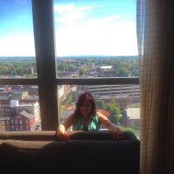 Trying to peep the view from the hotel and this creep @e_larrea  crawls behind the couch. #view #creep #hotel #marriott #lancaster #wedding