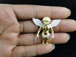 24kjewelry:  14k Gold over 925 Silver Angel Pendant now in stock on www.24k-jewelry.com . This pendant is 1.50 inches in height &amp; has a crisp high polish yellow gold finish. The diamonds are hand set on the wings, loin cloth &amp; eyes. Price 超.99