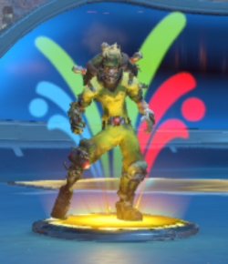 dacommissioner2k15: pyrrhic-victorie:   finally brought home my fave trash boy’s skin :) he looks like a banana and i love him   Just got this skin earlier this afternoon and tried him out in the complete mayhem acrade mode. He’s now part of my team