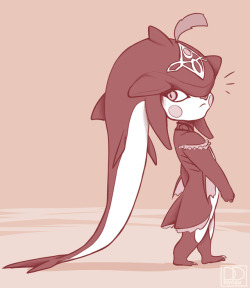 ponpox:I am goddamn crying over how cute baby Sidon is. His tail is too long and drags across the floor as he walks I just can’t deal