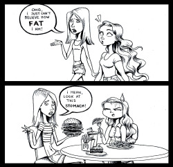 ask-pigpeter:  carolxdanvers:  androgynistic:  c-cassandra:  i think we all know this one person…  People with body dysmorphia, eating disorders, and low self esteem exist and this comic is a steaming pile of shit  if you hear your friend talking about
