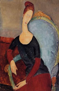 fawnvelveteen:    Portrait of Jeanne Hebuterne in a Blue Chair -  Portrait of Jeanne Hebuterne in a Blue Chair - Amedeo Modigliani    