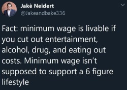 salty-space-god: niggazinmoscow: “Minimum wage is livable if all you do is work and go to sleep” as someone who has worked only ũ/hr. more than minimum wage in the US as a Supervisor in retail, I can ASSURE you, I BARELY paid my car and loans. I