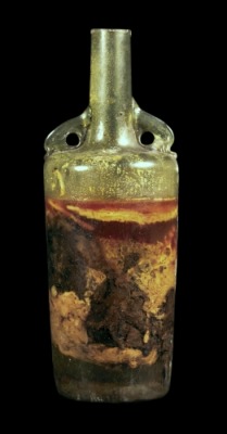 sixpenceee:  The Speyer wine bottle is a bottle of liquid, most probably wine, originally found near Speyer, in Germany, in 1867, and has been called the world’s oldest existing bottle of wine. The bottle has been dated at 325 A.D or 350 A.D and