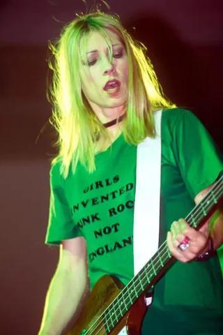 blondebrainpower:Kim Gordon wearing her “Girls invented punk rock not England” shirt in 1996.