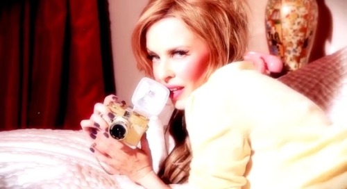 lomographicsociety:  More Photos of Kylie Minogue with the Diana Mini and Flash Gold Edition! Remember the Stylist magazine issue featuring international pop icon Kylie Minogue with a Diana Mini Gold Edition on the cover? We’re thrilled to share with