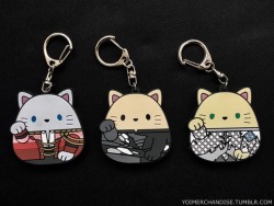 yoimerchandise: YOI x Bandai Maneki Mochi-Neko Rubber Charms Original Release Date:March 2017 Featured Characters (3 Total):Viktor, Yuuri, Yuri Highlights:Featuring the costumes for Stammi Vicino, On Love: Eros, and On Love: Agape, as well as the proper