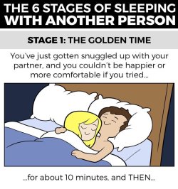 pardonmewhileipanic:  revyspite:  pr1nceshawn:  The  Stages Of Sleeping With Your Partner.  LOL  one time derek made a tiny “bark” sound in his sleep  also that time his hand was just randomly hanging in the air while he was dead asleep?!!?! wouldn’t