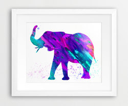 canvaspaintings:  Elephant  Watercolor Printable File, Elephant Silhouette Colorful Watercolor Blue Violet Purple, Modern Art Nursery Home Decor Digital Print by synplus (5.30 USD) http://ift.tt/24YDskE