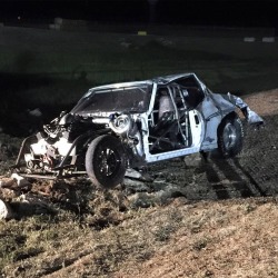 THIS IS WHAT IS LEFT OF THE CROW,BIG CHIEFS CAR. HE GOT IN A WRECK WHILE RACING THIS WEEKEND IN OKC. LUCKILY THE ROLL CAGE SAVED HIS LIFE! GET WELL SOON BROTHER!
