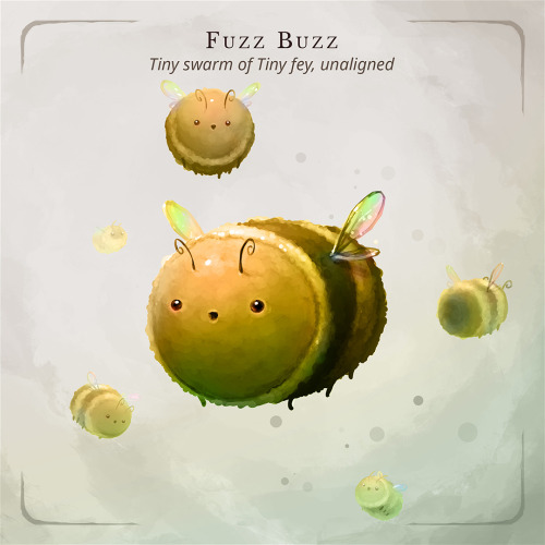 the-fluffy-folio:  Fuzz Buzz – Tiny swarm of Tiny fey, unalignedIt seems that the very same magic that created the bloody berry brought this peculiar critter into existence as well – but instead of unleashing all its negative aspects of chaos and