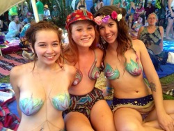 elenaincolor:  Our painted boobs at Oregon Country Fair :)