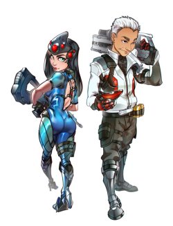 ohnips:Commission of a couple dressed as Widowmaker and Soldier 76 (Overwatch) ! :D