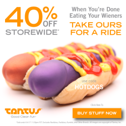 submissivefeminist:  40% off Tantus toys!While I honestly can’t take this ad seriously (really, Tantus?) it is a good sale so get on this shit.Use code HOTDOGS for 40% off.Sale ends 9/4/17.xx SF