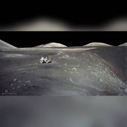 Apollo 17 at Shorty Crater #nasa #apod #apollo17 #moon #lunarrover #astronaut #shortycrater #crater #rocks #solarsystem #space #science #astronomy