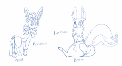 wouhlven:wouhlvenartworkshop: This is the another fun Fake Eeveelution based on Fun types!  Please spare me if I used terrible names and the terrible design I did! ahaha!  ;u; I hope you like those cuties! &gt;w&lt;    So which one is your favorite?